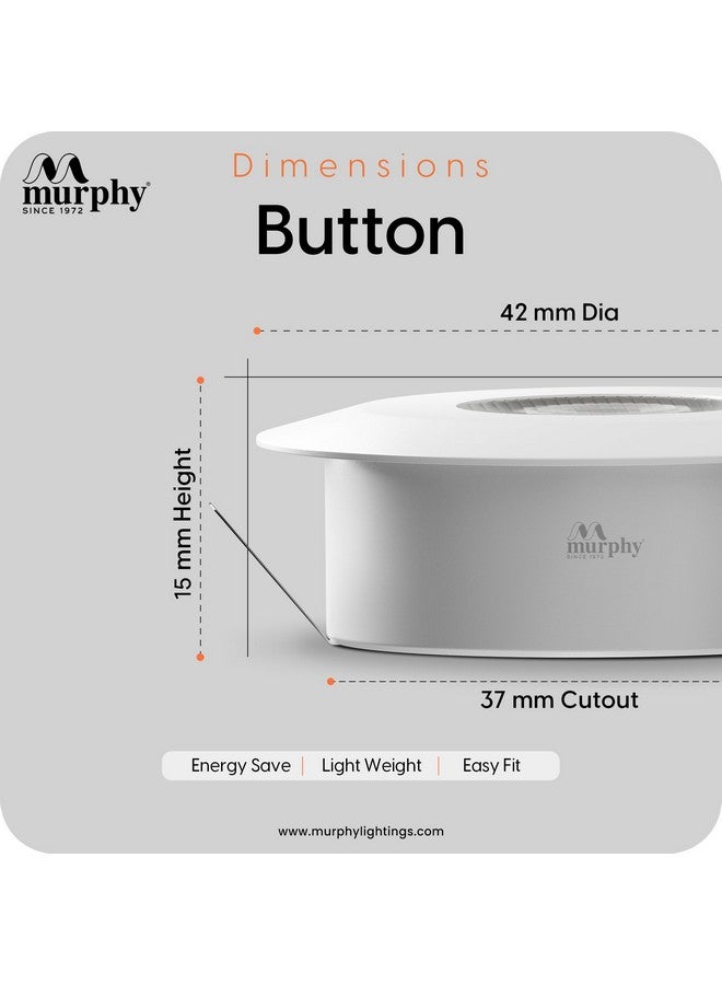 MURPHY مصابيح سبوت LED زر مرفي 2 واط | عبوة من 10 | أبيض دافئ | إضاءة مزاجية فاخرة للمنزل والمكتب - Image 4