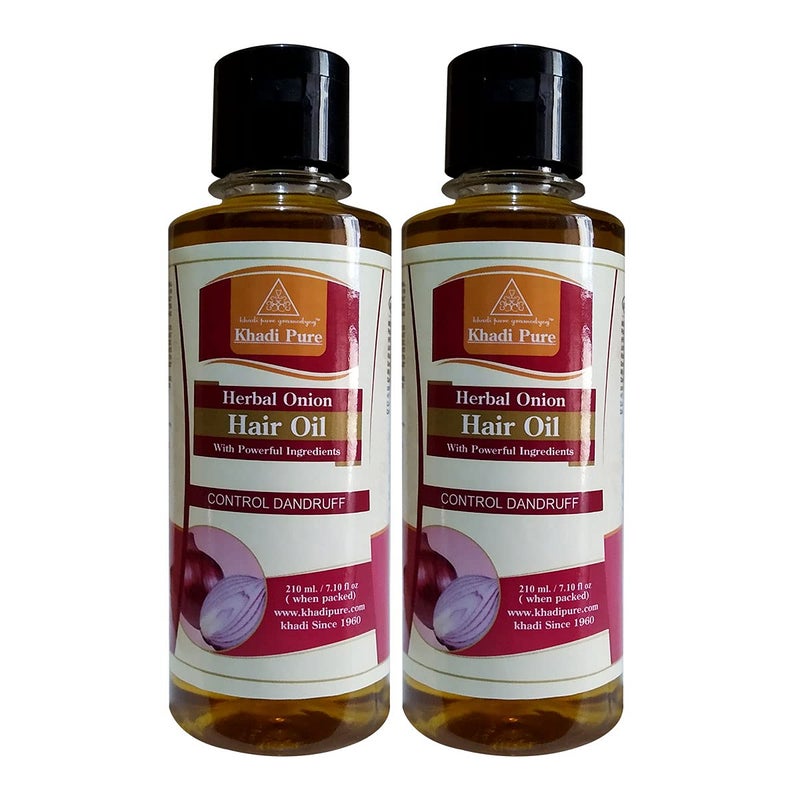 Khadi Pure Herbal Onion Hair Oil 210ml Set of 2 Strengthens Hair Roots Boosts Shine Powered by Red Onion Herbal Extracts Essential Oils Lightweight ParabenFree Ideal for Daily Use - Image 1