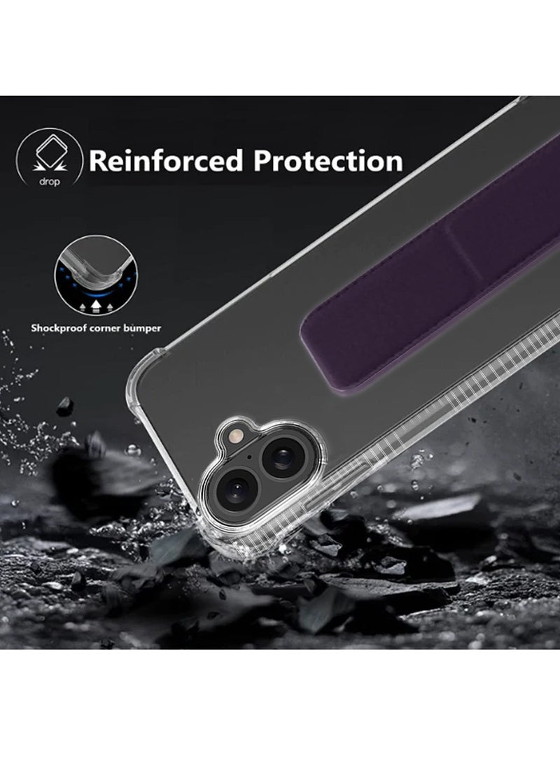 Wtech Apple iPhone 16 2024 TPU Hand Grip Air Pillow Case Cover - Clear/Eggplant Purple - Image 4