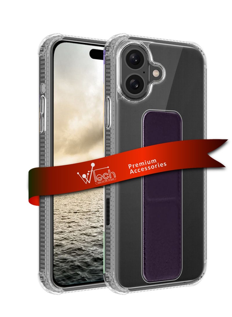 Wtech Apple iPhone 16 2024 TPU Hand Grip Air Pillow Case Cover - Clear/Eggplant Purple - Image 1