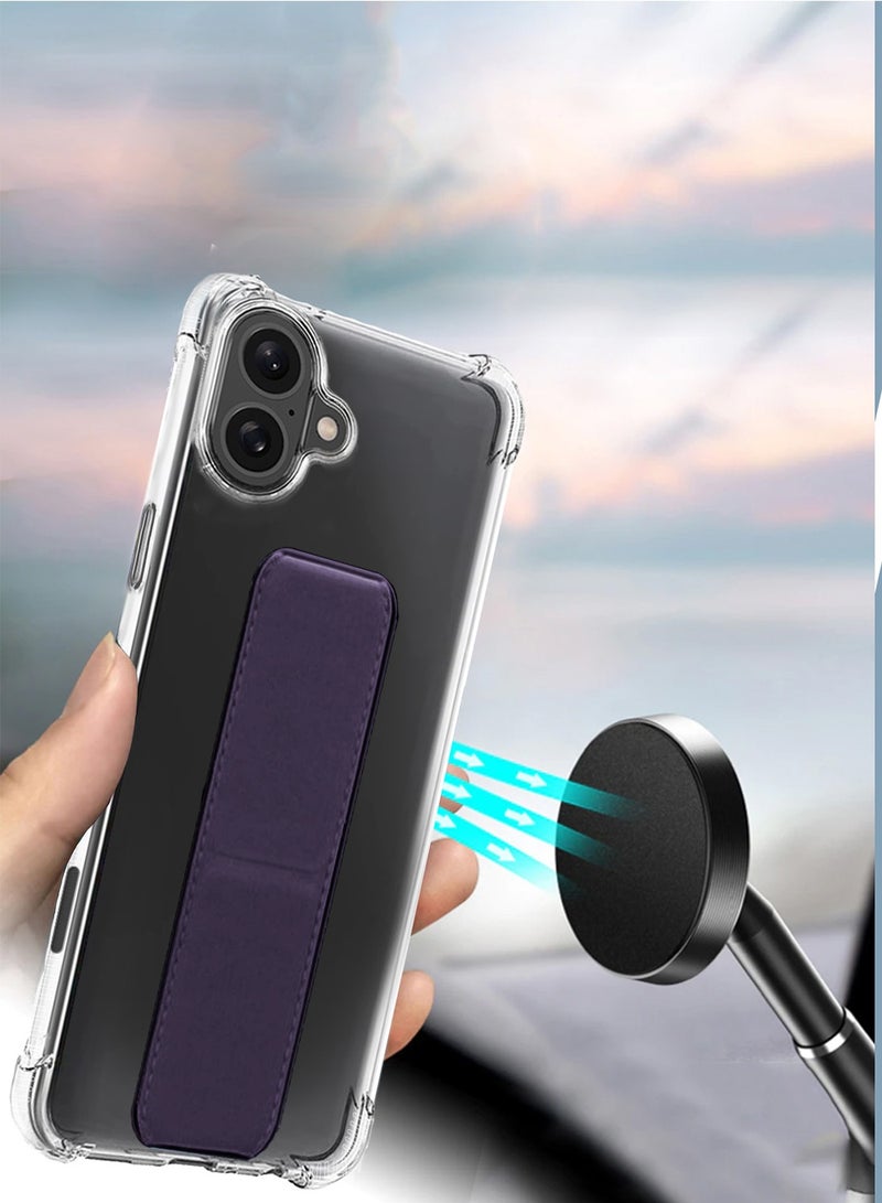 Wtech Apple iPhone 16 2024 TPU Hand Grip Air Pillow Case Cover - Clear/Eggplant Purple - Image 5