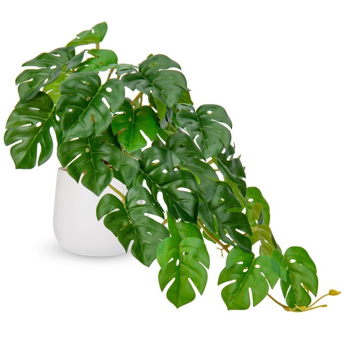 ARTIFICIAL PLANTS IN CERAMIC POTS FAKE MONSTERA PLANT DECORATIVE FAUX POTTED PLANTS REALISTIC HOUSE PLANT INDOOR FOR HOME DCOR BATHROOM LIVING ROOM KITCHEN SHELF OFFICE DECORATIONS