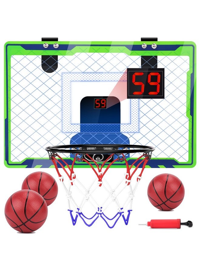 NEXBOX Mini Over The Door Basketball Hoop Indoor for Kids, Small Office Basketball Hoop with Scoreboard, Sports Toys for Boys Age 4-7 8-12 Year Old, Birthday Ideas Gifts - Image 1