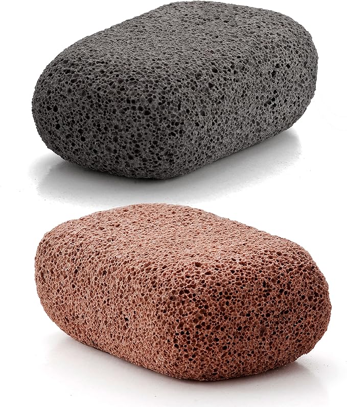 Vulcan Pumice Stone Pack of 2 Units Colours Terracotta Grey Removes Hard Skin and calluses from feet and Hands - Image 1