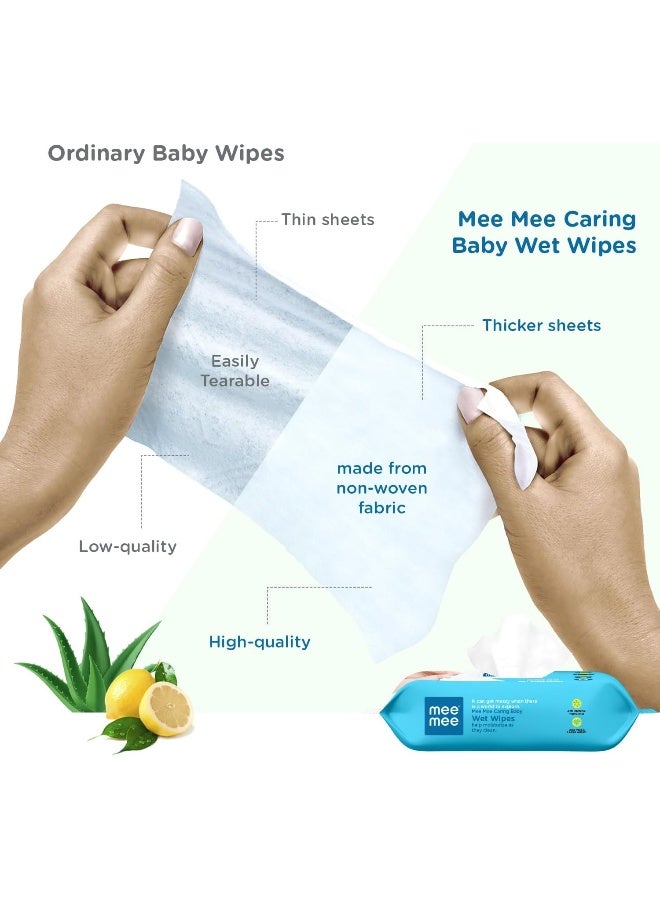 Mee Mee Caring Baby Wet Wipes, Lemon Fragrance, 72 Pieces (Pack of 5) - Image 2