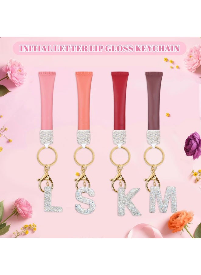 NZNDB 1PCS Keychain Holder for Lip Gloss Summer Fridays,LANGIGE & ELF, Bling Lip Gloss Keychain Cap,Portable Lipgloss Letters Charm, S-white, Letter-S - Image 2