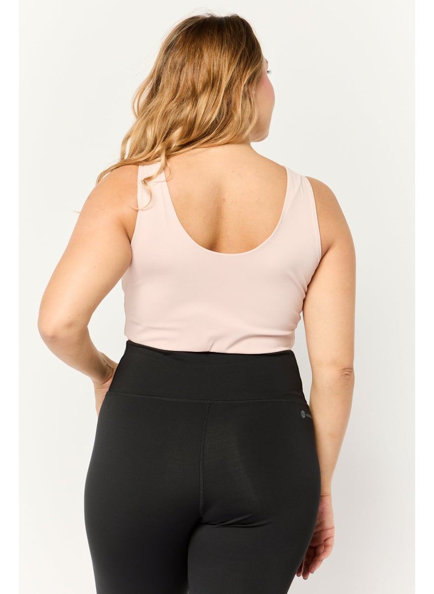 Beause - Women Solid Padded Sports Bra, Dusty Rose - Image 1