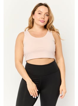 Women Solid Padded Sports Bra, Dusty Rose