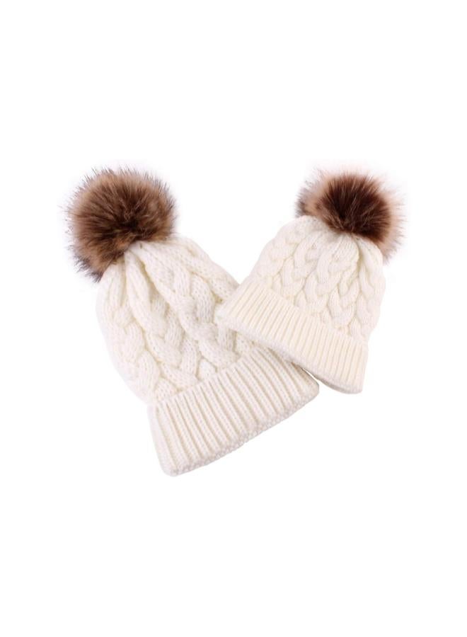 klarako 2PCS Mother&Baby Hat Parent-Child Hat Family Matching Cap Winter Warmer Knit Wool Beanie Ski Cap - Image 3