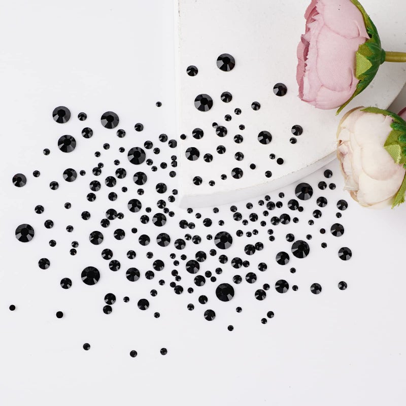 Canvalite 1500PCS Black Rhinestones Flat Back Gems, Nail Rhinestones Nail Art Gems with Pick Up Tweezers and Rhinestone Picker Dotting Pen, Nail Art Tools for Nails, Clothes, Face, Craft - Image 5