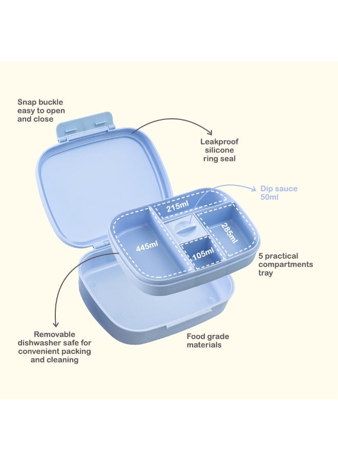 Hydrobrew Smart Serve Bento Lunch Box 1100 ml, 5 compartment- Sky Mist - Image 2