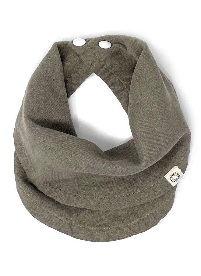 Kishu Baby Indi Infinity Scarf Bib Super Soft Organic Cotton Muslin Drool Bib With Snaps (Olive)  - Image 1