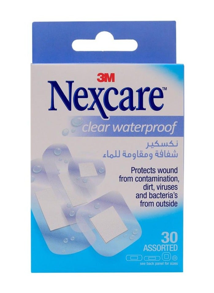 ثري ام 3M Nexcare ضمادات شفافة مقاومة للماء، 30 ضمادة