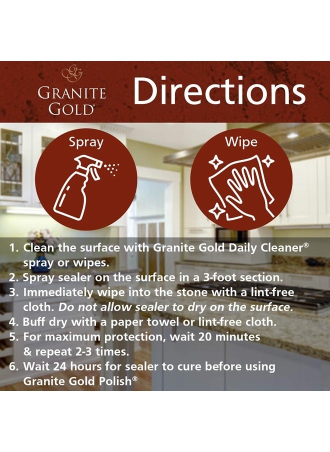 GRANITE GOLD - Water-Based Sealer Spray Protection for Granite, Marble, Travertine, Natural Stone Countertops, 24 Fluid Ounces, 1-Pack - Image 1