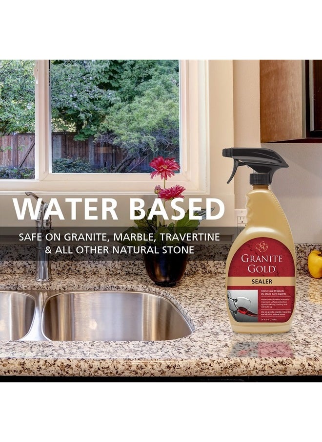 GRANITE GOLD - Water-Based Sealer Spray Protection for Granite, Marble, Travertine, Natural Stone Countertops, 24 Fluid Ounces, 1-Pack - Image 1