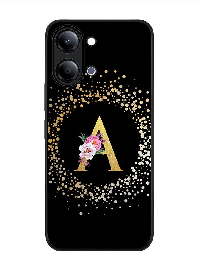 Stylizedd For vivo Y21 / Y11 Case,Slim fit Camera Protection, Shockproof Thin Phone cover  - Custom Monogram Floral - A ( Black ) - Image 1
