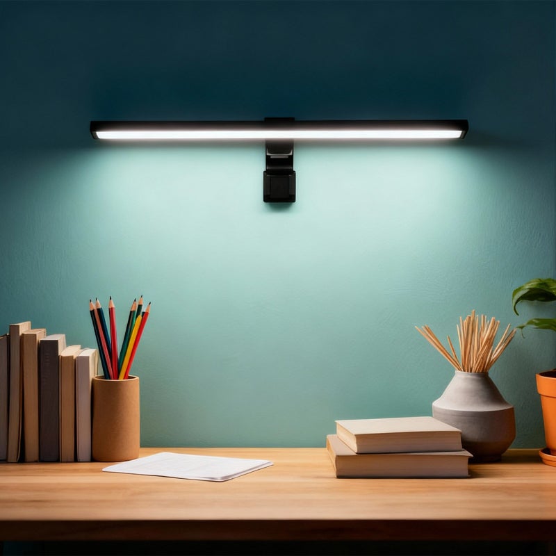 مصباح شاشة مزدوجة الجانب 40 سم بلاستيك RGB+CCT مع قاعدة للعناية بالعين للمكتب والتلفزيون وطاولة الألعاب