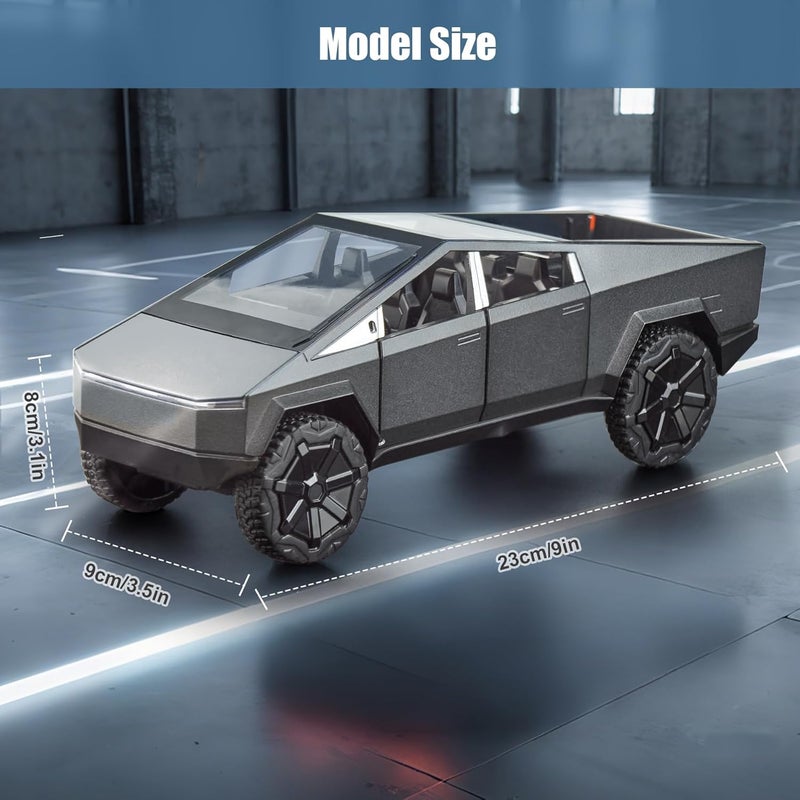 stochastic box Pickup Truck Toy 1/24 Diecast Cars with Lights and Sounds Cybertruck Metal Toy Cars for Kids Adults Boys Black - Image 5