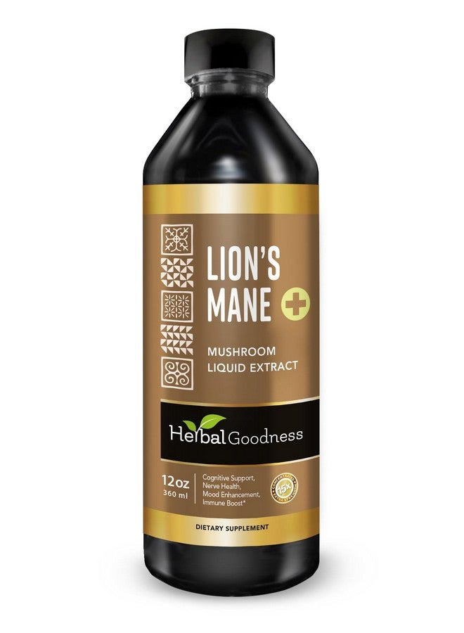 Herbal Goodness Lion’s Mane Mushroom Extract - Alcohol-Free Liquid Drops - Supports Cognitive Function & Nervous System Health - 12 Fl. oz Herbal Supplement - Image 1