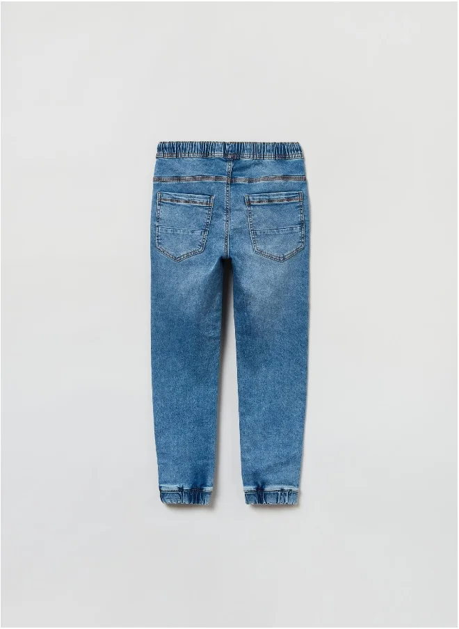 او في اس Denim joggers with drawstring