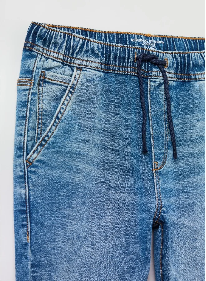 او في اس Denim joggers with drawstring