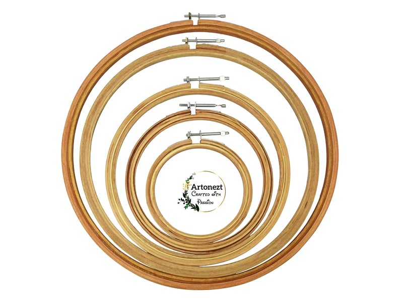 Artonezt 5 PLY Super Strong Wooden Embroidery Hoop/Frame (Set of 5) Sizes- 4", 6", 8", 10" and 12" Needlecraft Sewing Tool - Image 1