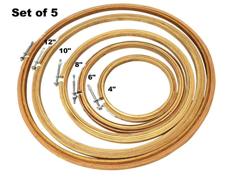 Artonezt 5 PLY Super Strong Wooden Embroidery Hoop/Frame (Set of 5) Sizes- 4", 6", 8", 10" and 12" Needlecraft Sewing Tool - Image 2