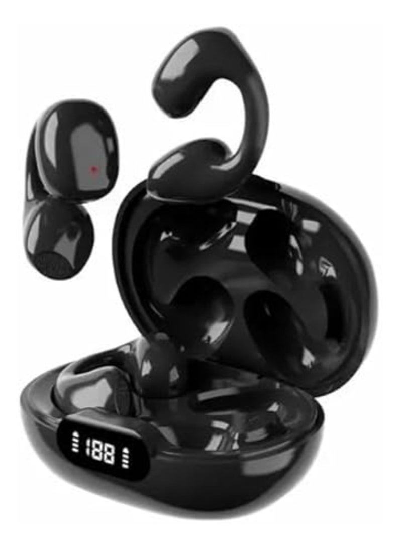 Wireless Bluetooth 5.3 Clip-On Headphones with LED Display, Active Noise Cancelling, 3D Surround Sound, Premium Audio – Black  - Image 1