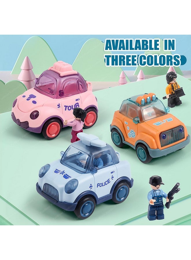 فنبلاست لعبة سيارة FunBlast للأطفال - سيارة شرطة للأطفال، سيارة تعمل بقوة الاحتكاك مع روبوت صغير يمكنك صنعه بنفسك، ألعاب مركبات للأطفال بعمر 3 سنوات فما فوق، لعبة زحف للأطفال، ألعاب سحب للخلف (أزرق-أ) - Image 5