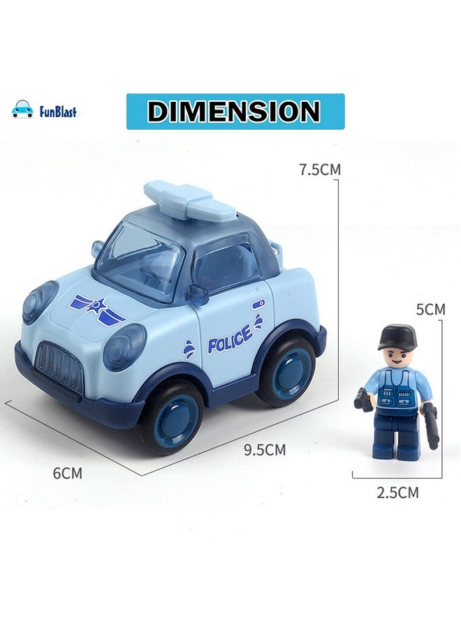 فنبلاست لعبة سيارة FunBlast للأطفال - سيارة شرطة للأطفال، سيارة تعمل بقوة الاحتكاك مع روبوت صغير يمكنك صنعه بنفسك، ألعاب مركبات للأطفال بعمر 3 سنوات فما فوق، لعبة زحف للأطفال، ألعاب سحب للخلف (أزرق-أ) - Image 3