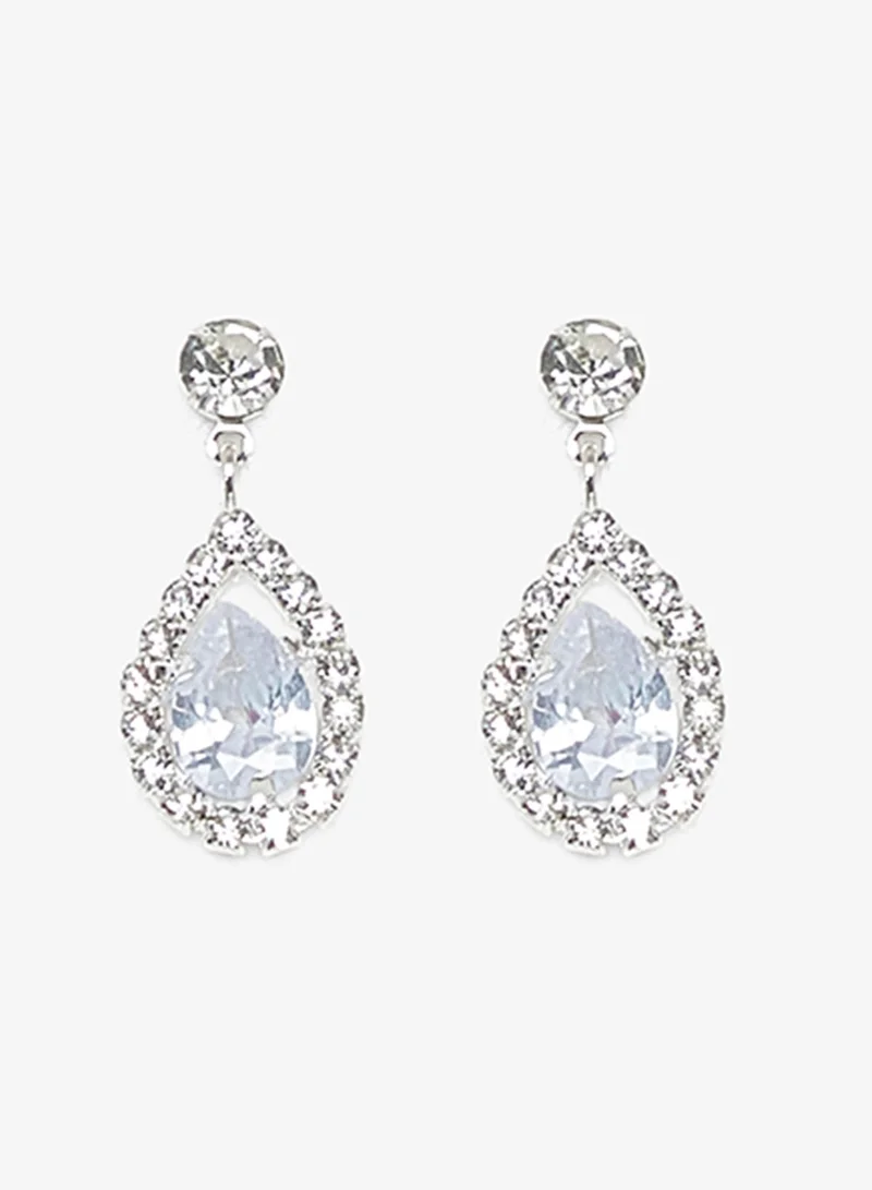 Ella Limited Edition Silver Silver Diamonte Jewelry Set With Earrings Necklace for Women | Best Price UAE
