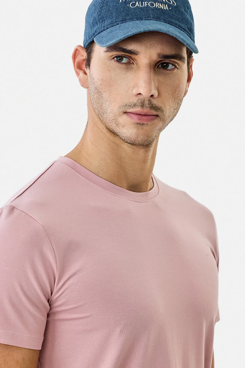 SNITCH Pink Regular Fit Stretch T-Shirt for Men | Best Price UAE