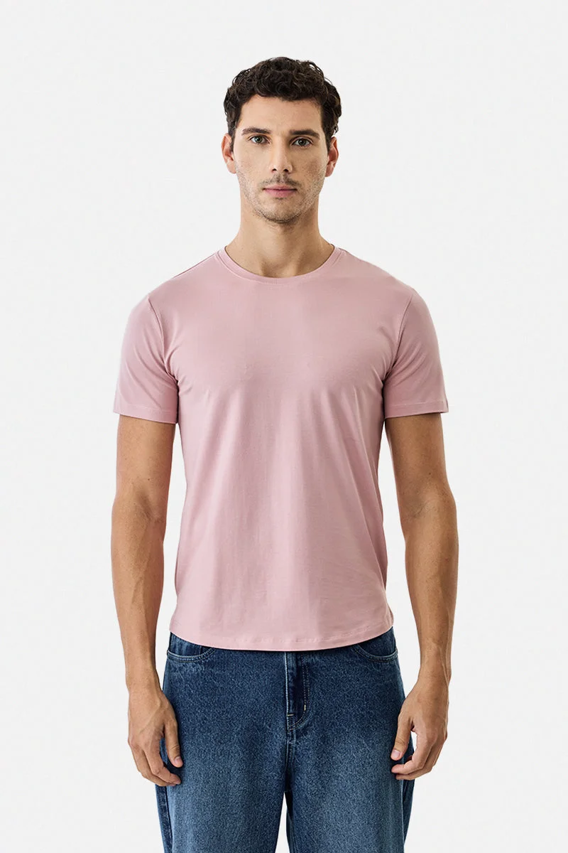SNITCH Pink Regular Fit Stretch T-Shirt for Men | Best Price UAE