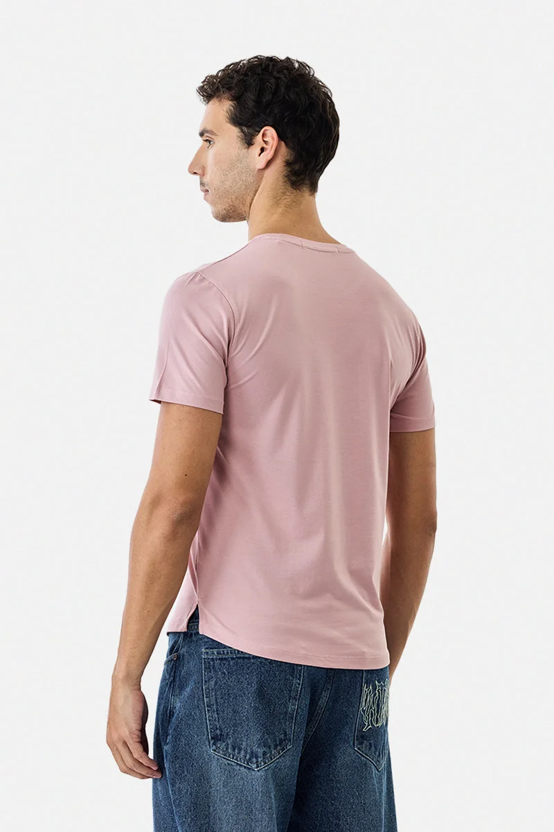 SNITCH Pink Regular Fit Stretch T-Shirt for Men | Best Price UAE