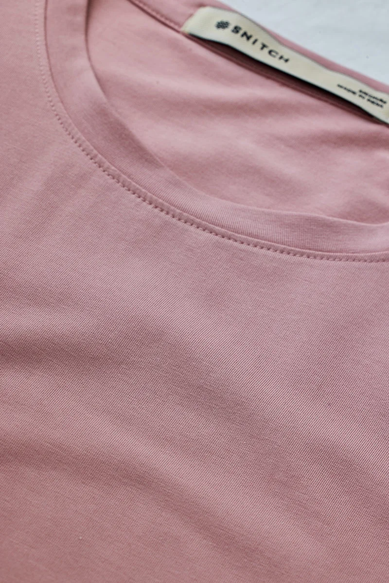 SNITCH Pink Regular Fit Stretch T-Shirt for Men | Best Price UAE
