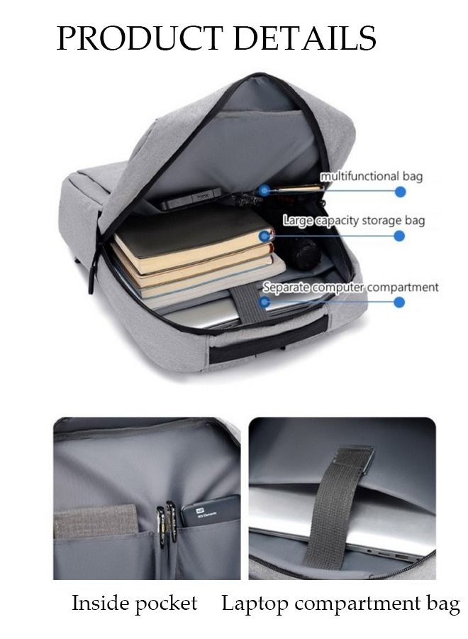 DUNISO Travel Laptop Backpack Business Anti Theft Slim Durable Computer Backpack with USB Charging Port Water Resistant College School Computer Bag Gifts for Men & Women Fits 15.6 Inch Notebook Grey - Image 2