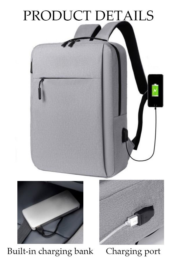 DUNISO Travel Laptop Backpack Business Anti Theft Slim Durable Computer Backpack with USB Charging Port Water Resistant College School Computer Bag Gifts for Men & Women Fits 15.6 Inch Notebook Grey - Image 5