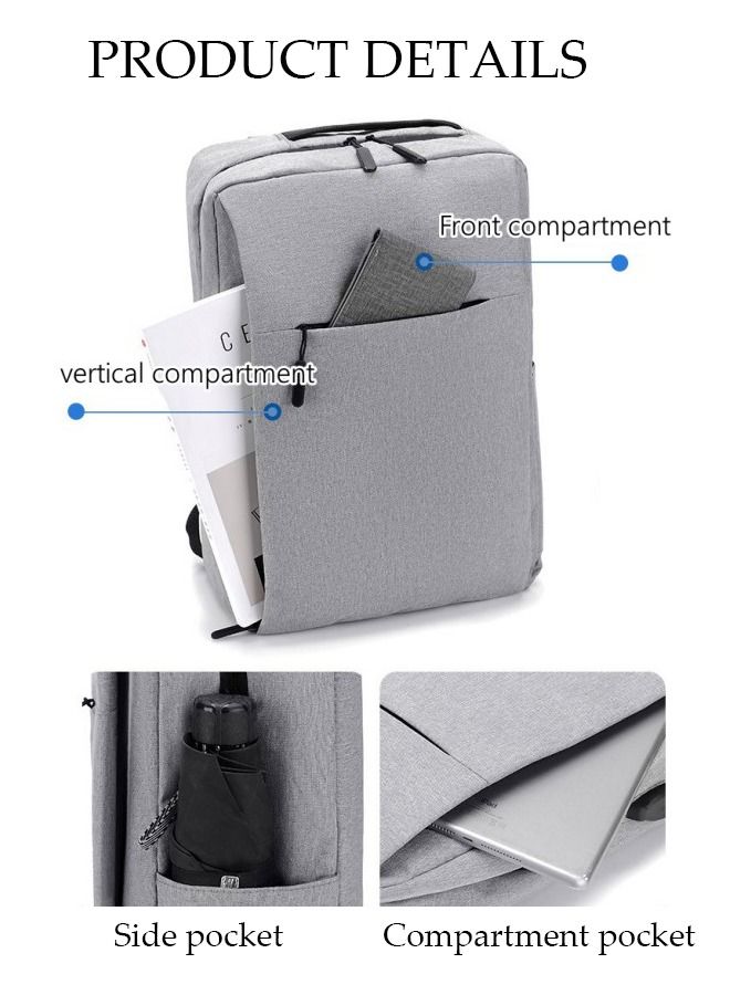 DUNISO Travel Laptop Backpack Business Anti Theft Slim Durable Computer Backpack with USB Charging Port Water Resistant College School Computer Bag Gifts for Men & Women Fits 15.6 Inch Notebook Grey - Image 3