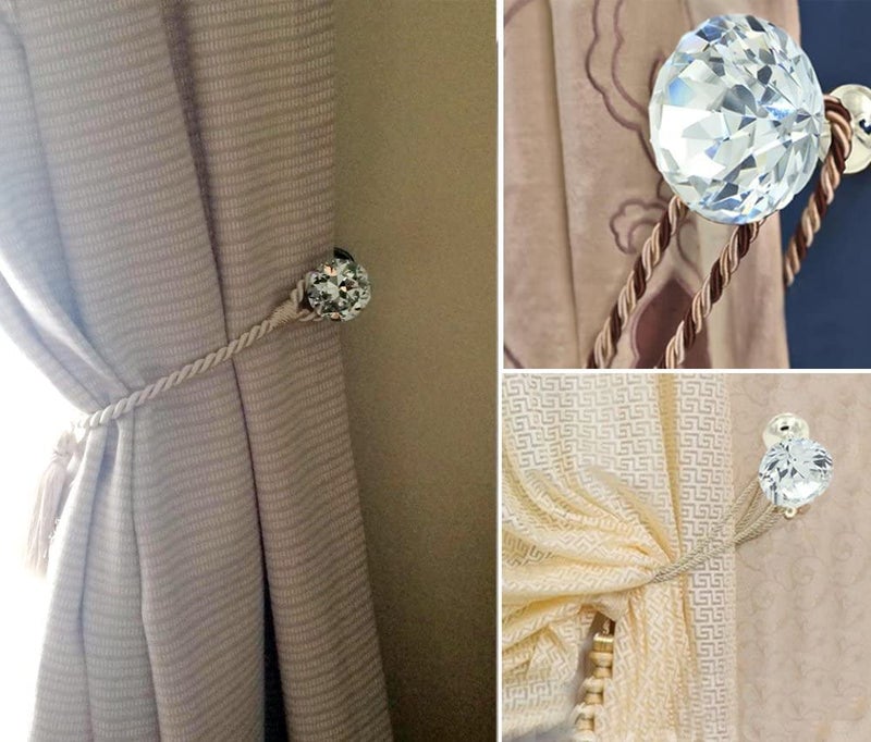 UNIQUELLA UNIQUELLA Decorative Rose Crystal Gold Curtain Tiebacks Tassel Curtain Hold Backs 2 PC Wall Mounted 2 13 Dia HomeOffice Decorative Drapes Tie Back Holders Multi Use Wall Hook Coat Hanger 60 MM - Image 5