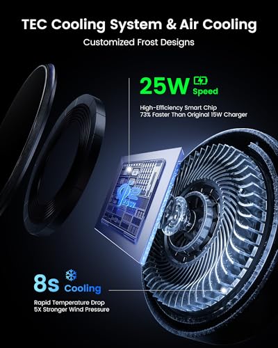 avedio links Qi2.2 25W Wireless Car Charger Magnetic Phone Holder Mount for Magsafe with Cooler for Air Vent, Wireless Fast Charger 25W for iPhone 16-17 Series with iOS 26,15W for iPhone 12-15 (Grey) - Image 2