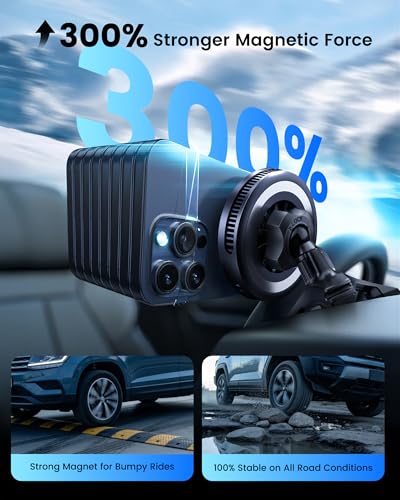 avedio links Qi2.2 25W Wireless Car Charger Magnetic Phone Holder Mount for Magsafe with Cooler for Air Vent, Wireless Fast Charger 25W for iPhone 16-17 Series with iOS 26,15W for iPhone 12-15 (Grey) - Image 5
