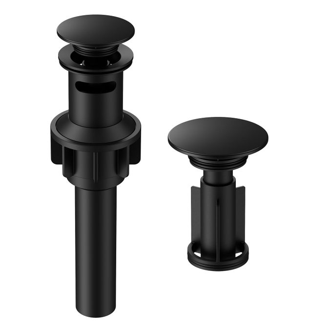 BATHROOM SINK DRAIN WITH OVERFLOW MATTE BLACK BATHROOM SINK STOPPER FOR BATHROOM VANITY VESSEL SINK RAPID DRAINING PLASTIC POPUP SINK DRAIN WITH HAIR CATCHER ANTICLOG STRAINER