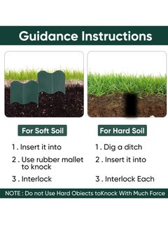 SYOSI 20Pcs Garden Edging Border Kit 10FT Fence Edgings Landscape Border No Dig Landscape Edging Decorative Interlocking for DIY  for Landscaping Lawn Flower Beds Grass Yard Walkway Green  - Image 2
