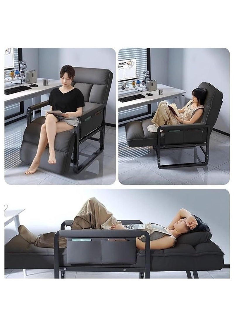 WALALLA Ergonomic Office Chair with Footrest, Adjustable Desk Chair with Comfy Armrests, Cotton Linen Upholstered for Home Office and Study Grey - Image 1