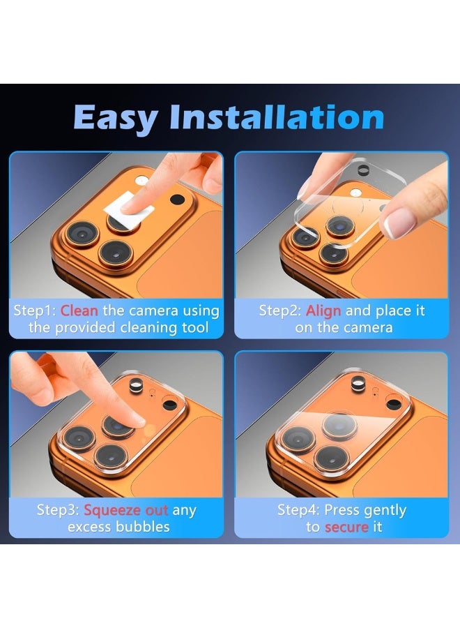 O Ozone (Pack of 2) Camera Lens Screen Protector Compatible with iPhone 17 Pro, 9H Hardness Tempered Glass, Transparent HD Protective Film, Scratch Resistant, Easy Installation - Image 5