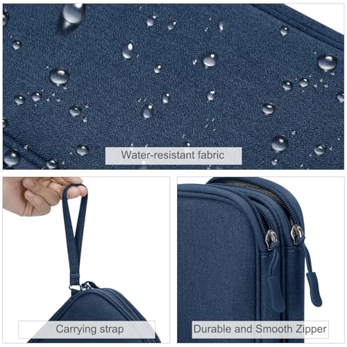 FYY Electronic Organizer, Travel Cable Organizer Bag Pouch Electronic Accessories Carry Case Portable Waterproof Double Layers Storage Bag for Cable, Cord, Charger, Phone, Earphone, Medium Size, Navy - Image 4