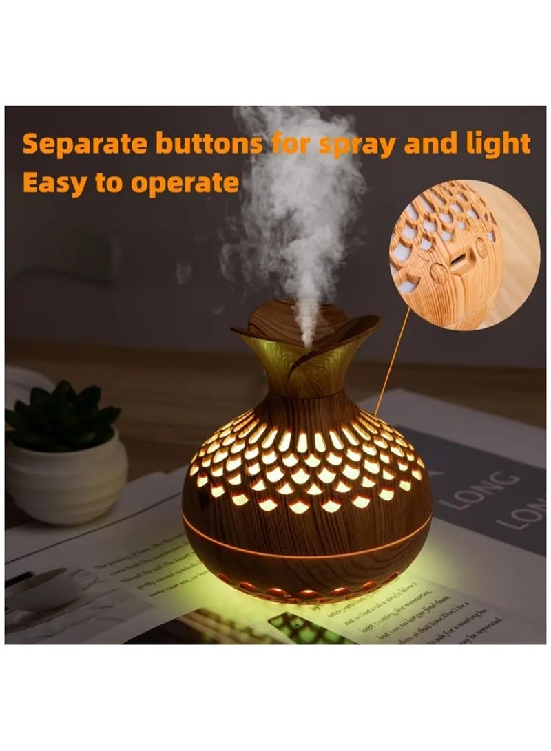 LDQ Wood Grain Ultrasonic Humidifier-10.14oz USB Powered Single Room Humidifier, Duel Mist Modes, Essential Aroma Diffuser, Multiple Room Types, ABS Plastic - Image 1