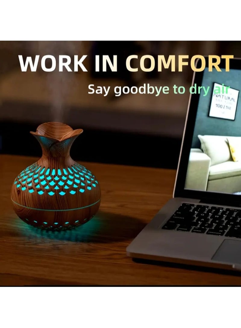 LDQ Wood Grain Ultrasonic Humidifier-10.14oz USB Powered Single Room Humidifier, Duel Mist Modes, Essential Aroma Diffuser, Multiple Room Types, ABS Plastic - Image 4