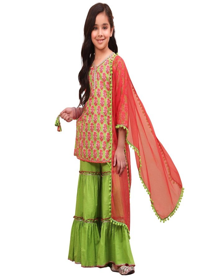 Biba طقم سالوار قطن للبنات من بيبا (KW4991EAW24GREEN) - Image 1