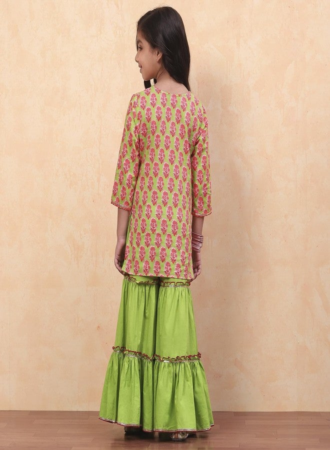 Biba طقم سالوار قطن للبنات من بيبا (KW4991EAW24GREEN) - Image 4